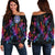 Northern Mariana Islands Women's Off Shoulder Sweaters - Sea Turtle In Tribal Polynesian Style Black - Polynesian Pride