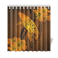 Hawaii Whale Swim Poly Shower Curtain - Gold - Polynesian Pride