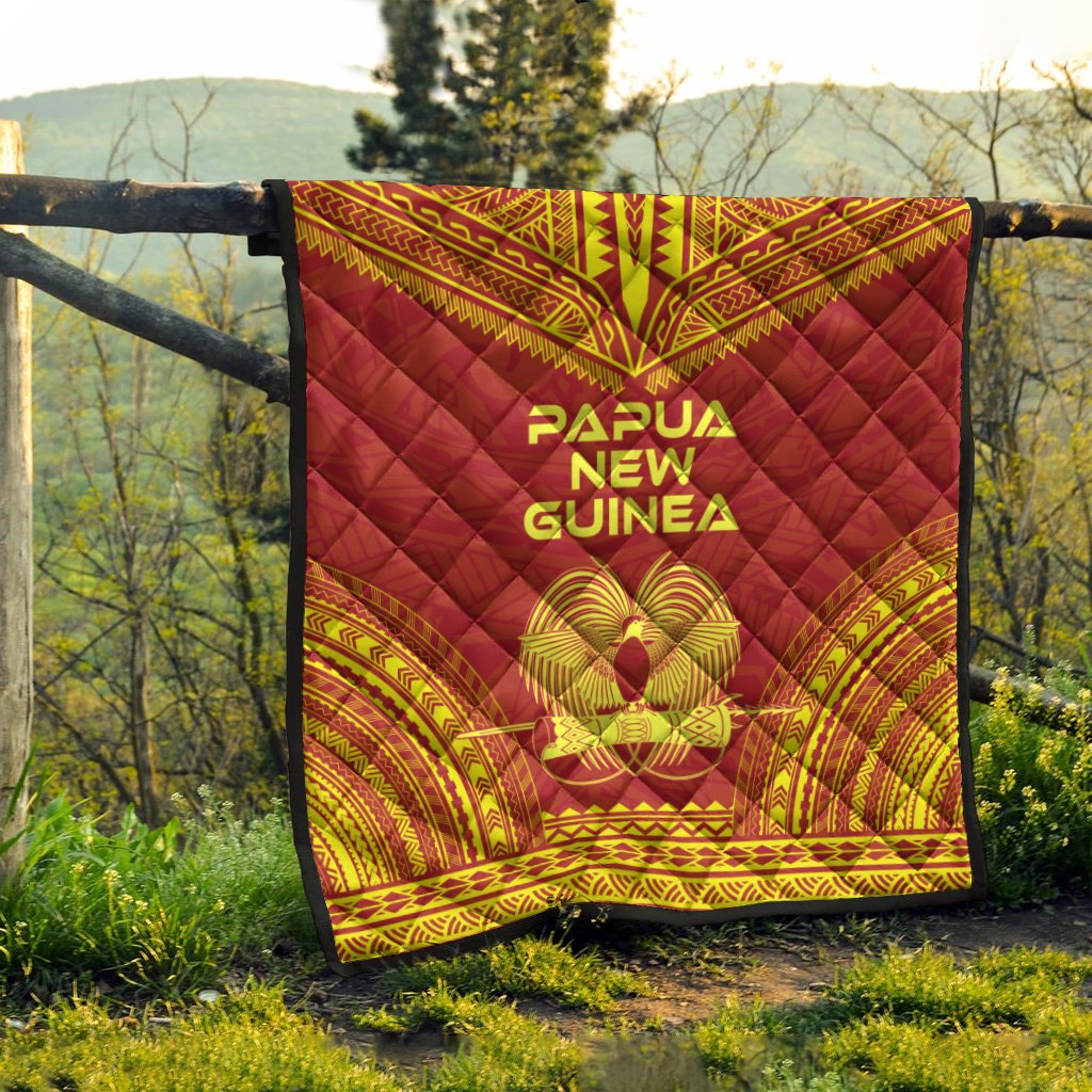 Papua New Guinea Premium Quilt - Papua New Guinea Coat Of Arms Polynesian Chief Red Version - Polynesian Pride