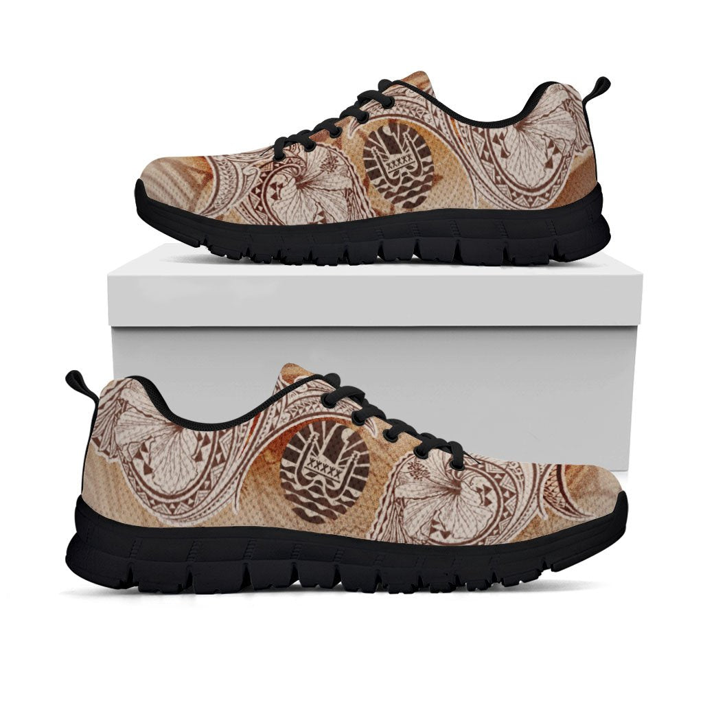 French Polynesia Sneakers - Hibiscus Flowers Vintage Style - Polynesian Pride