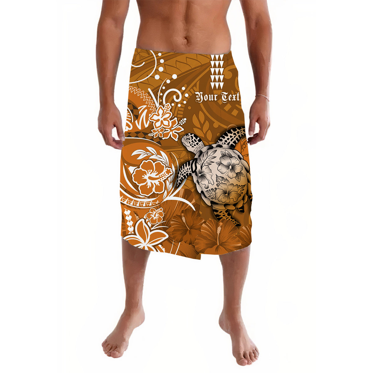 Custom Hawaii Lavalava Polynesian Gold Sea Turtle Honu and Map LT13 Gold - Polynesian Pride