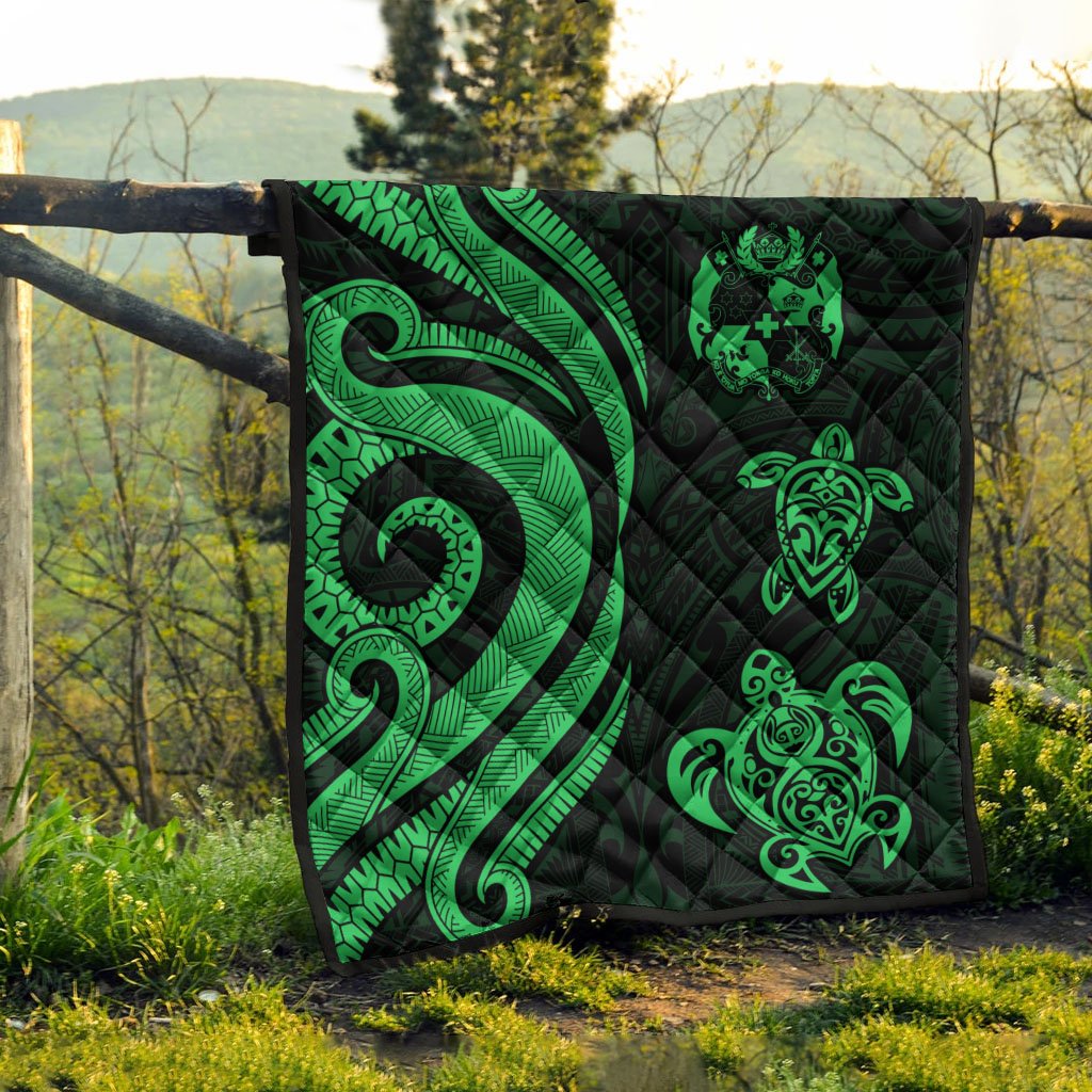 Tonga Polynesian Premium Quilt - Green Tentacle Turtle - Polynesian Pride