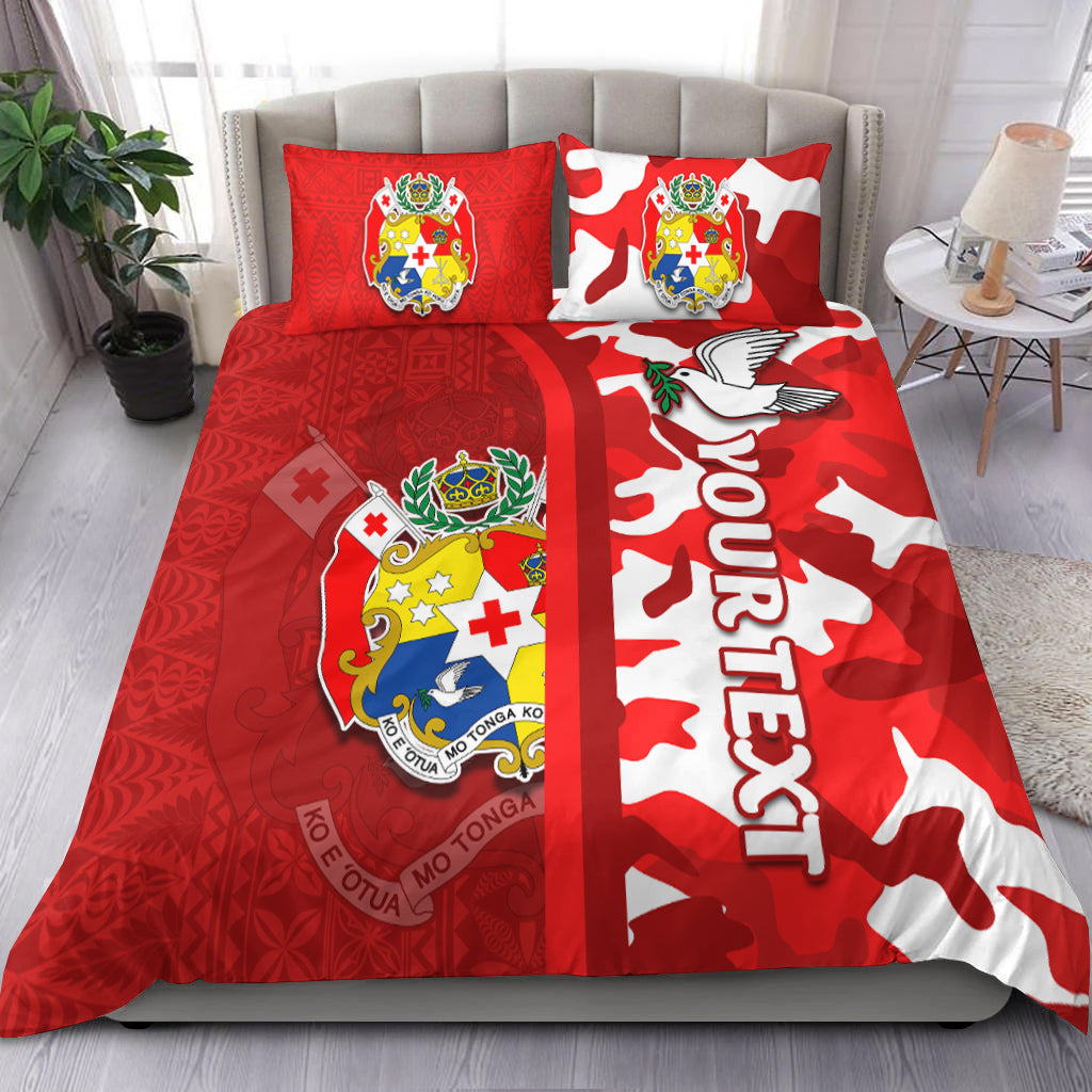 (Custom Personalised) Tonga Unique Bedding Set Camouflage with Tongan Pattern LT13 Red - Polynesian Pride