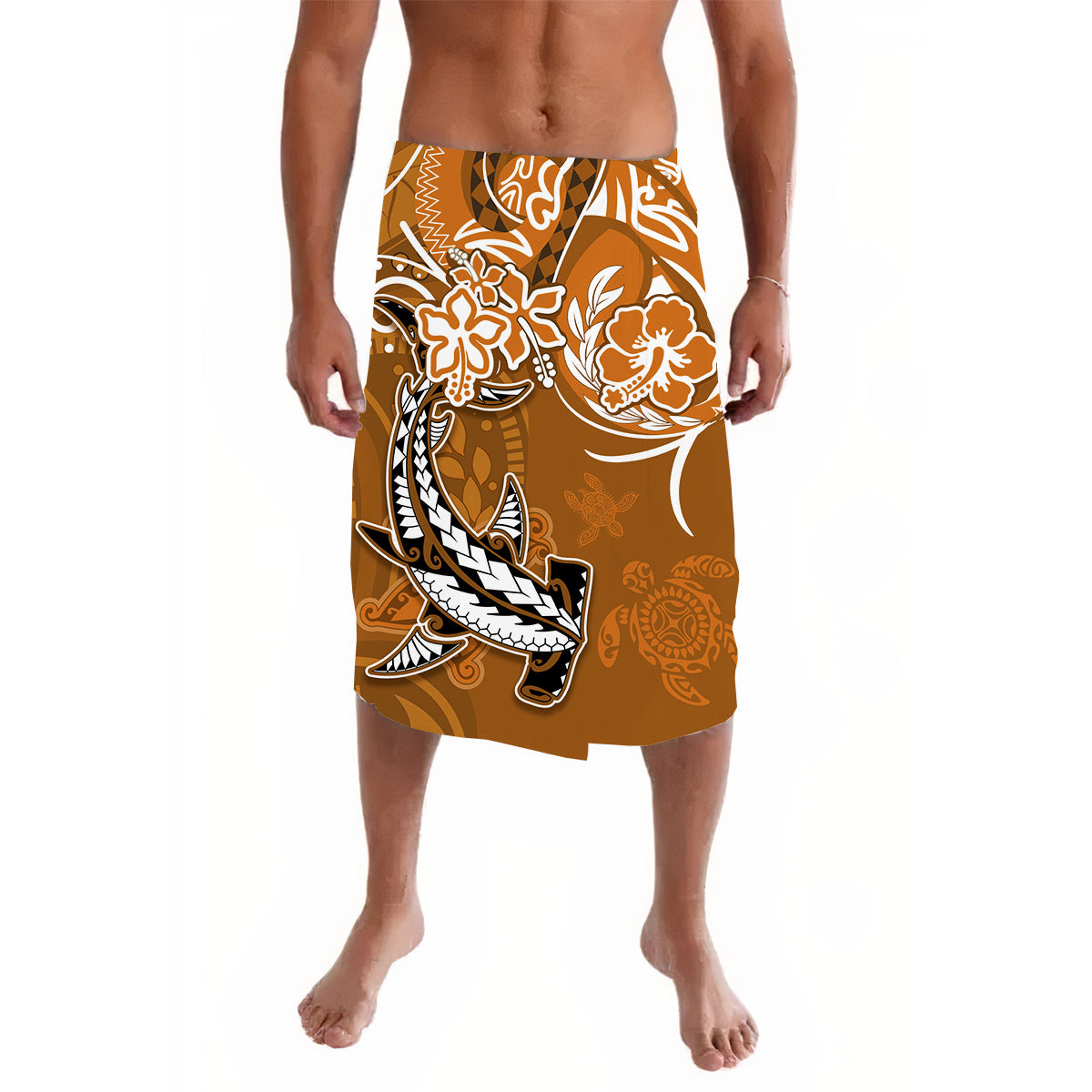 Custom Hawaii Lavalava Polynesian Gold Sea Turtle Honu and Hammerhead Shark LT13 Gold - Polynesian Pride