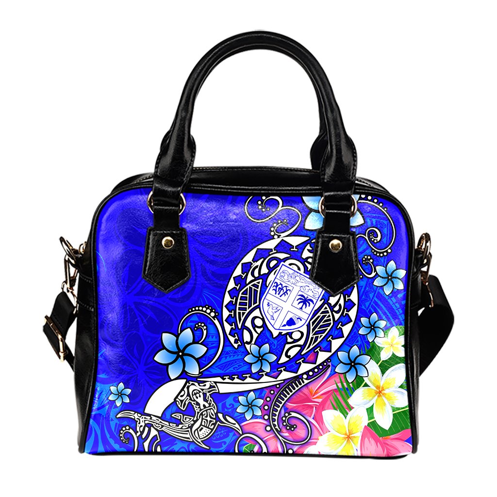 Fiji Shoulder Handbag - Turtle Plumeria (Blue) - Polynesian Pride