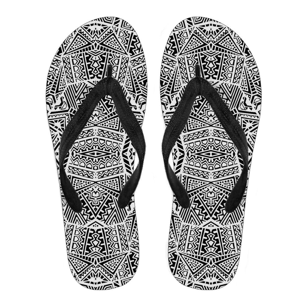 Polynesian Flip Flops White And Black Men's Flip Flops Black - Polynesian Pride