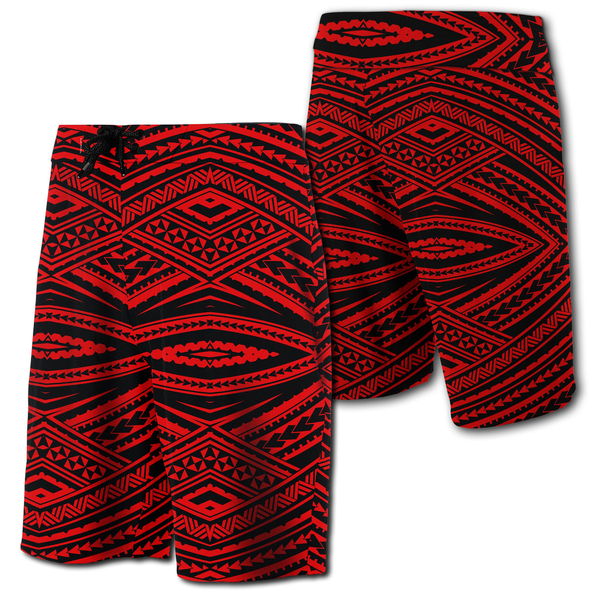Hawaii Polynesian Tatau Board Shorts Red Men Red - Polynesian Pride