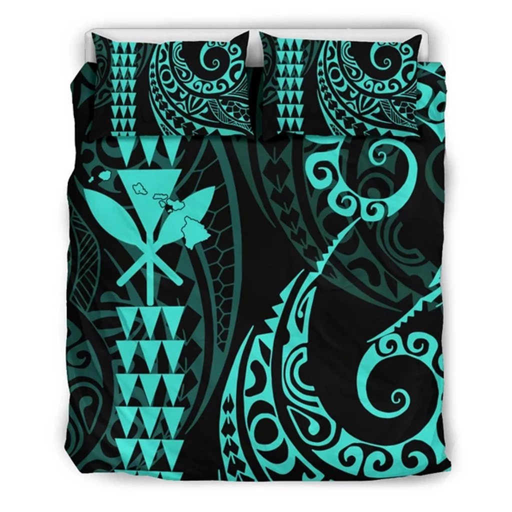 Kanaka Map Bedding Set Turquoise Art - Polynesian Pride