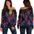 Tuvalu Women's Off Shoulder Sweaters - Sea Turtle In Tribal Polynesian Style Black - Polynesian Pride