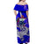 Samoa Off Shoulder Long Dress Hammerhead Shark and Hibiscus Blue LT13 - Polynesian Pride