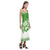 Polynesian V - Neck Open Fork Long Dress - Green Hibiscus - Polynesian Pride