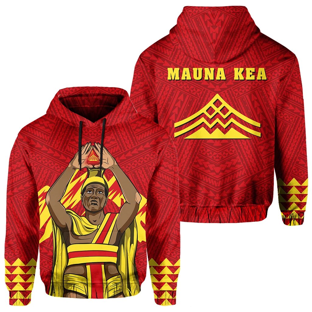King Mauna Kea Kauka Hoodie Red Unisex Red - Polynesian Pride