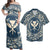 Hawaii Couple Outfits Matching Dress and Hawaiian Shirt Hawaii Map Classic Floral Blue RLT14 - Polynesian Pride