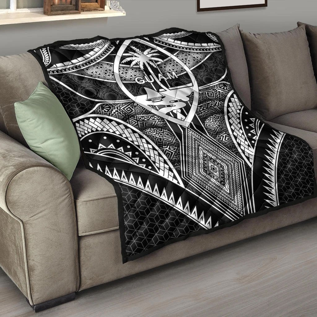 Polynesian Premium Quilts - Guam Symbols With Poly Patterns - Polynesian Pride