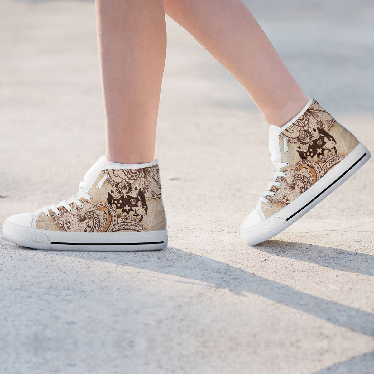 Tonga High Top Shoes - Hibiscus Flowers Vintage Style - Polynesian Pride
