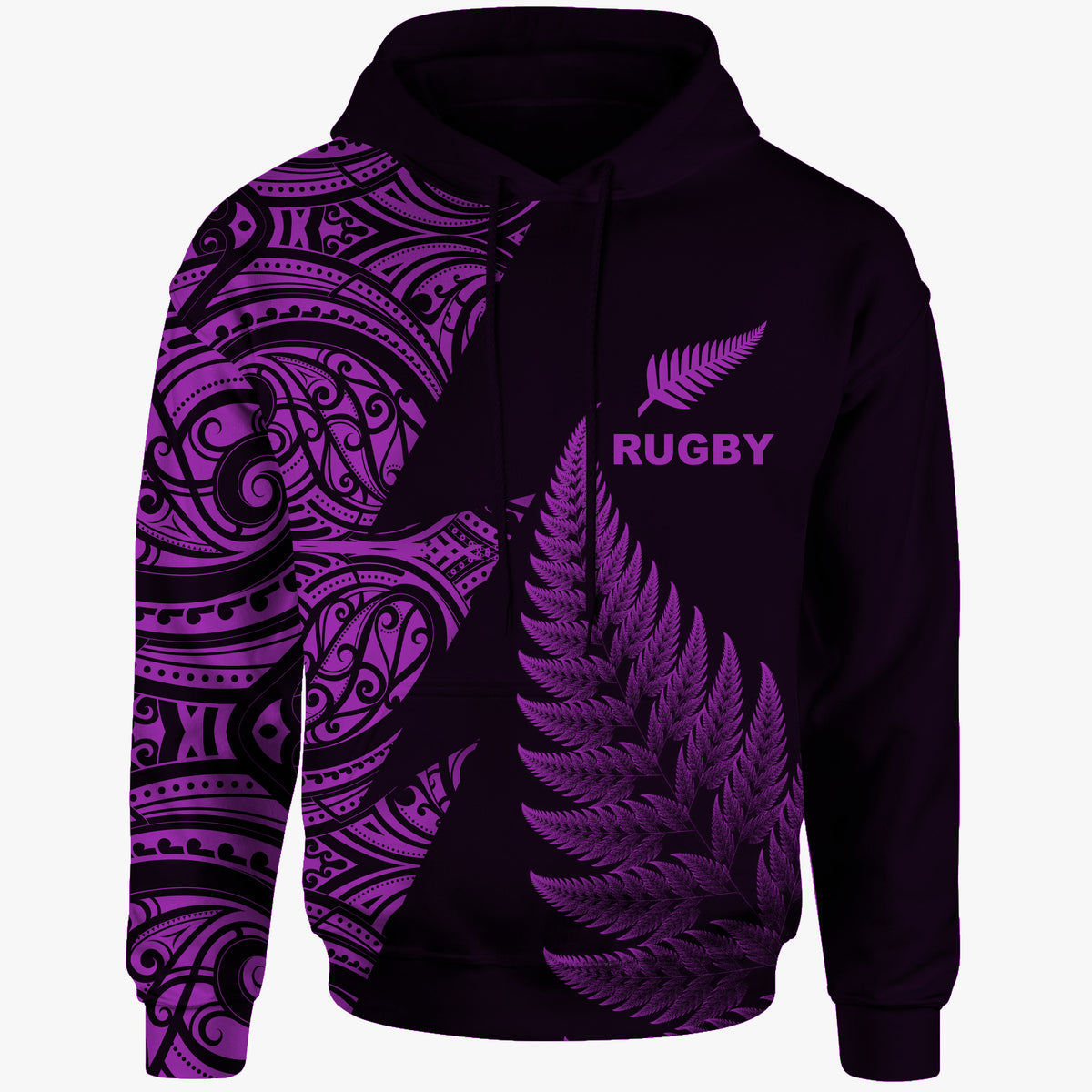 New Zealand Rugby Hoodie Aotearoa Maori Style Purple Unisex Purple - Polynesian Pride