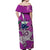 Samoa Off Shoulder Long Dress Hammerhead Shark and Hibiscus Purple LT13 - Polynesian Pride