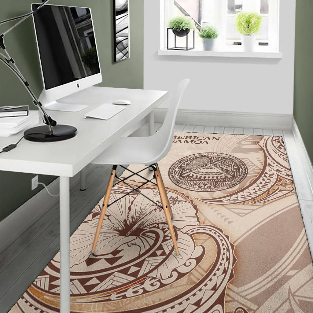 American Samoa Area Rug - Hibiscus Flowers Vintage Style - Polynesian Pride