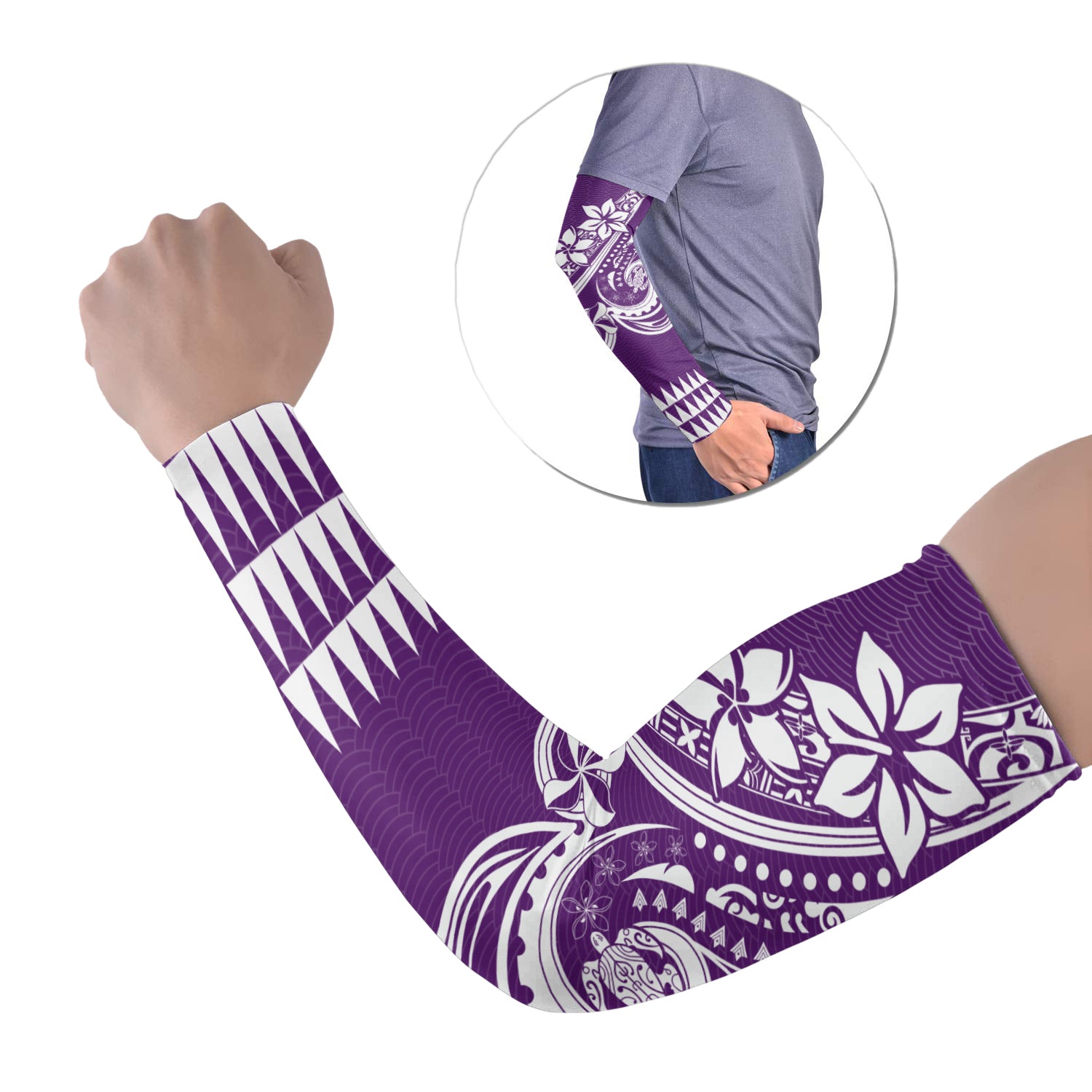 Kakau Hawaiian Polynesian Arm Sleeve 43 (Set of Two) Purple LT6 Set of 2 Purple - Polynesian Pride