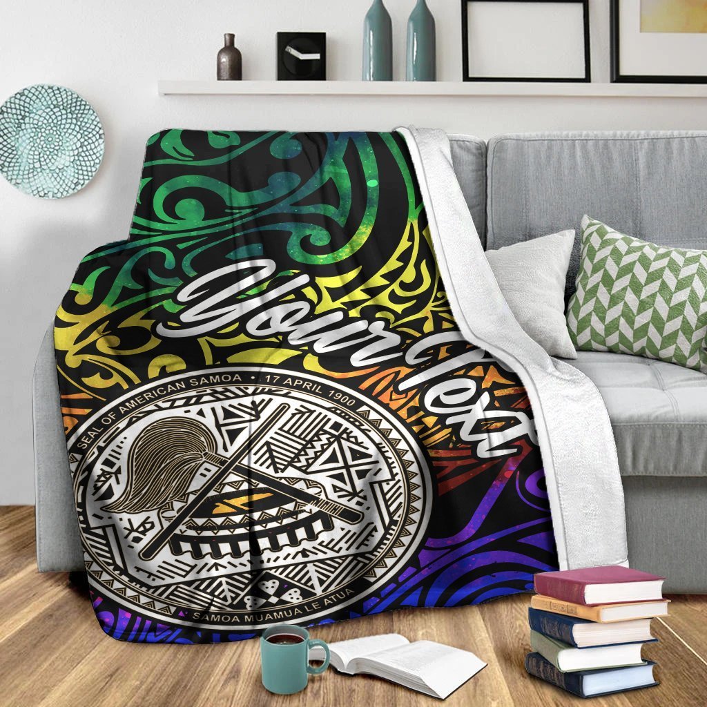 American Samoa Custom Personalised Premium Blanket - Rainbow Polynesian Pattern - Polynesian Pride