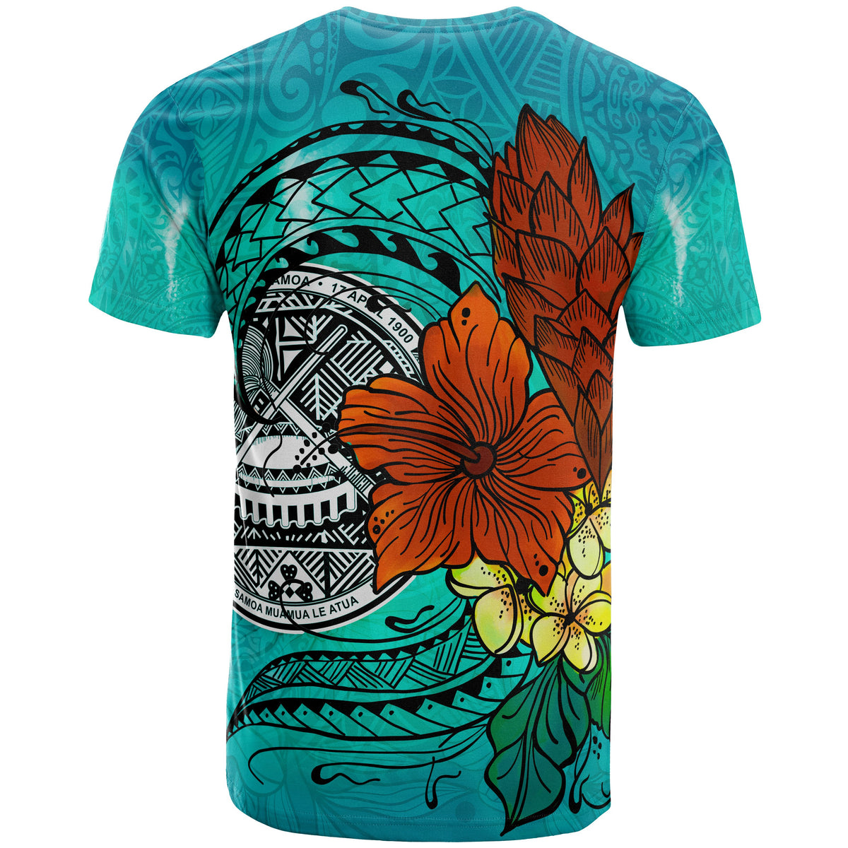 American Samoa T Shirt Tropical Flowers Style - Polynesian Pride