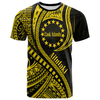 Custom Aitutaki Cook Islands T Shirt Gold Polynesian Wave Style LT9 Adult Gold - Polynesian Pride