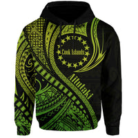 Custom Aitutaki Cook Islands Hoodie Green Polynesian Wave Style LT9 Hoodie Green - Polynesian Pride