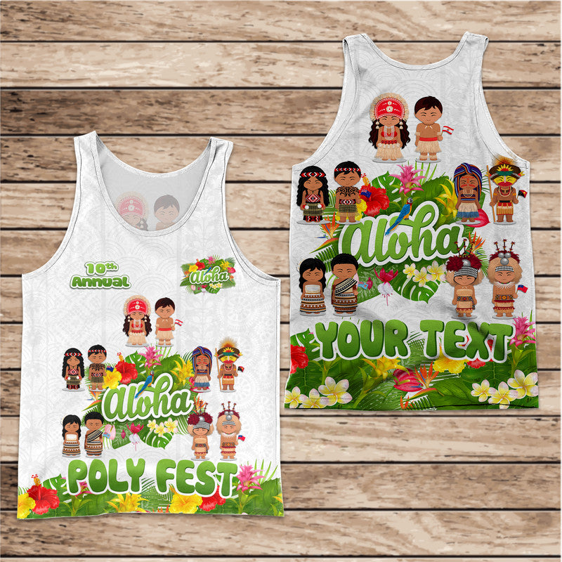 (Custom Personalised) Aloha Poly Fest 10th Annual Men Tank Top Tropical Palm Leaf Flower LT9 White - Polynesian Pride