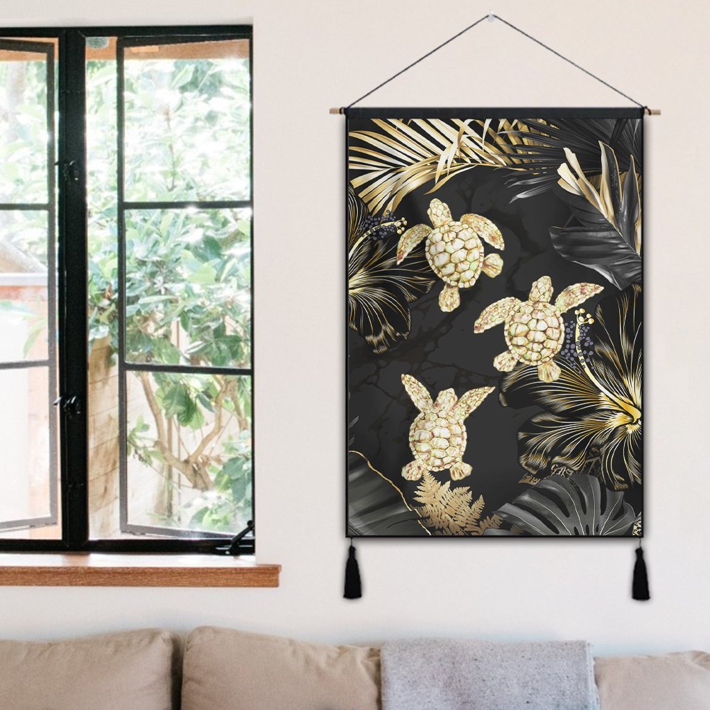 Hawaiian - Golden Tropical Turtle Hanging Poster AH - Polynesian Pride