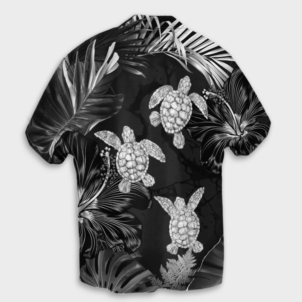 Hawaiian - Silver Tropical Turtle Hawaiian Shirt AH - Polynesian Pride