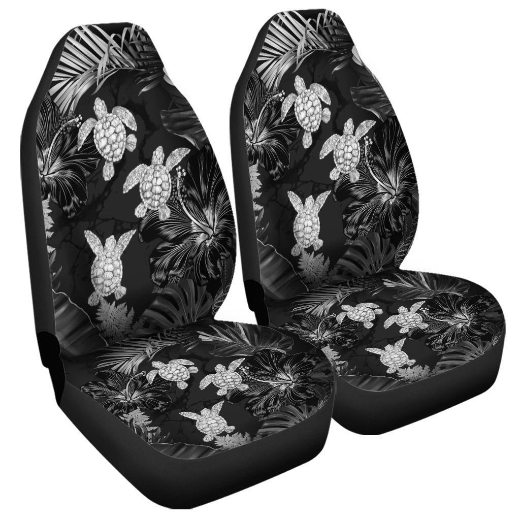 Hawaiian - Silver Tropical Turtle Car Seat Covers AH Universal Fit Black - Polynesian Pride