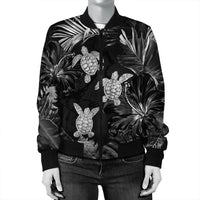Hawaiian - Silver Tropical Turtle Bomber Jacket AH - Polynesian Pride