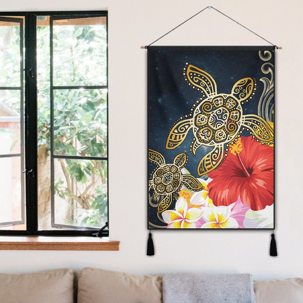 Hawaiian - Hawaii Honu Hibiscus Galaxy Hanging Poster - AH - Polynesian Pride