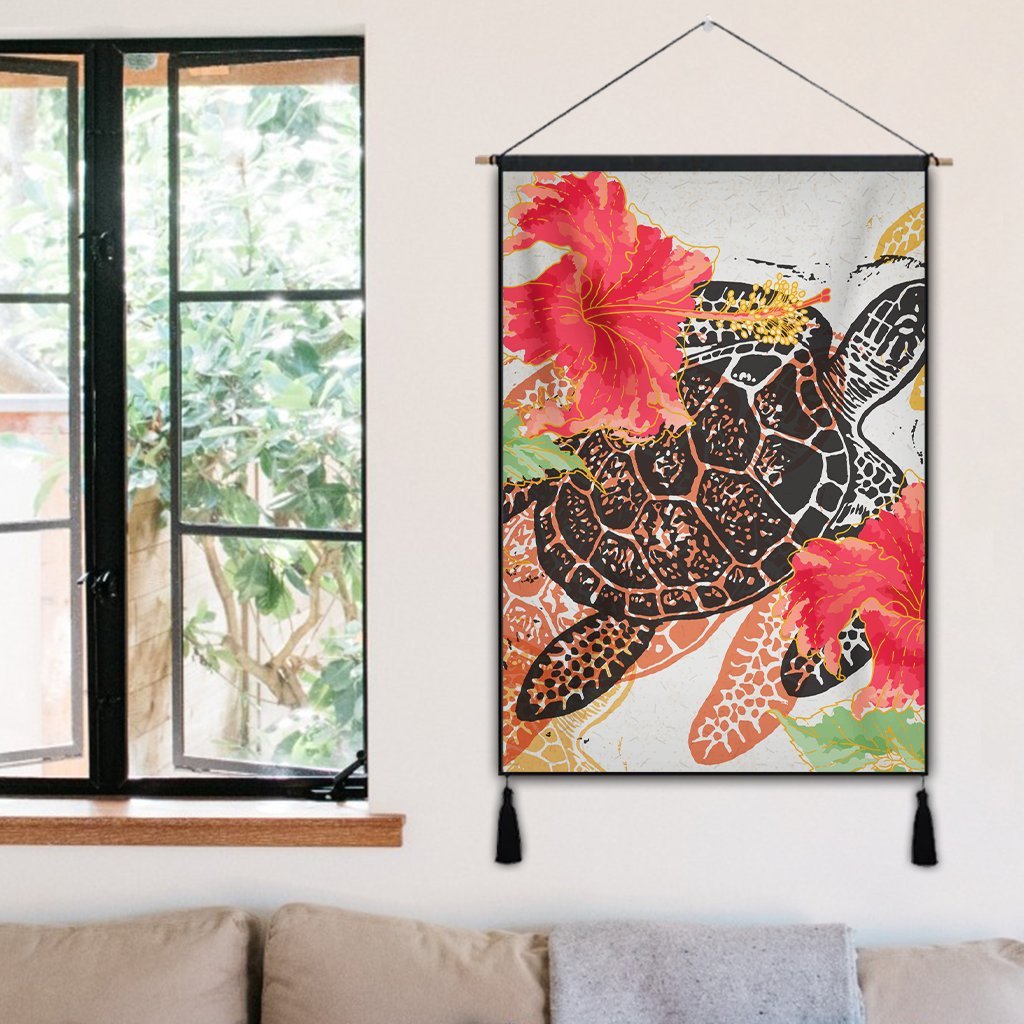 Hawaiian - Hawaii Turtle Art Hibiscus Hanging Poster - AH - Polynesian Pride