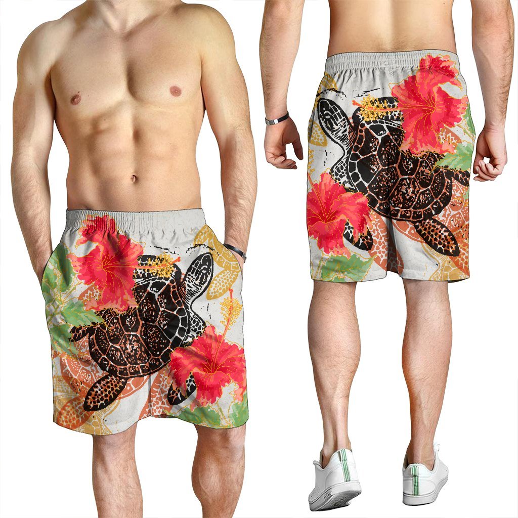 Hawaiian - Hawaii Turtle Art Hibiscus Men's Shorts - AH - Polynesian Pride