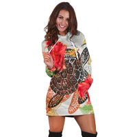 Hawaiian Turtle Art Hibiscus Hoodie Dress - AH - Polynesian Pride