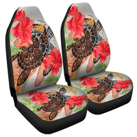 Hawaiian - Hawaii Turtle Art Hibiscus Car Seat Covers - AH Universal Fit Black - Polynesian Pride