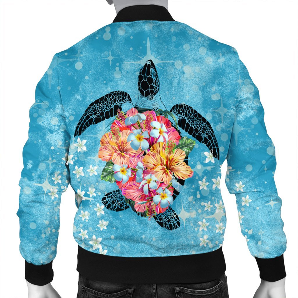 Hawaiian - Hawaii Turtle Hibiscus Plumeria Bomber Jacket - AH - Polynesian Pride