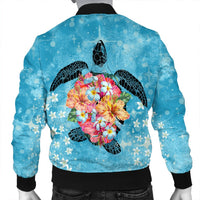 Hawaiian - Hawaii Turtle Hibiscus Plumeria Bomber Jacket - AH - Polynesian Pride