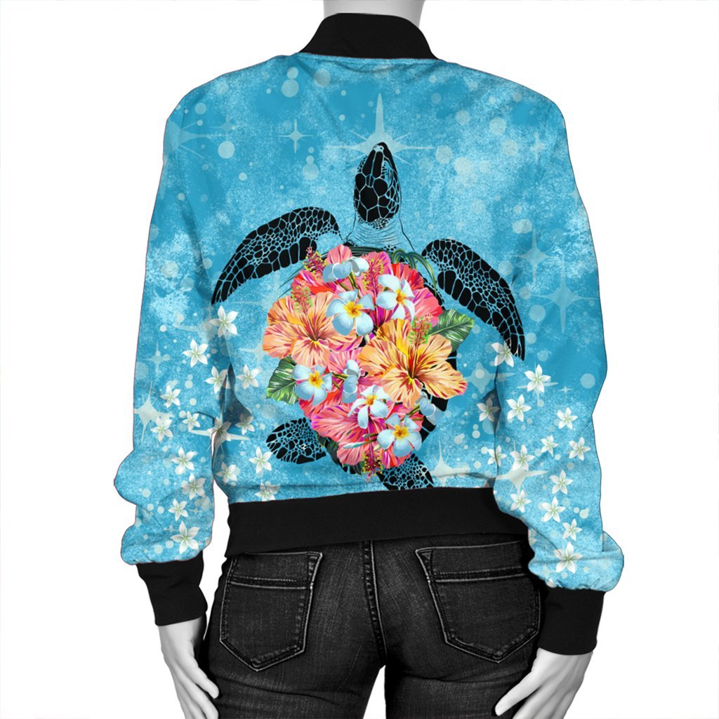Hawaiian - Hawaii Turtle Hibiscus Plumeria Bomber Jacket - AH - Polynesian Pride