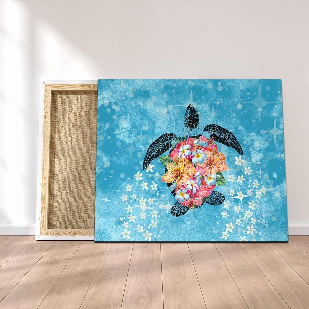 Hawaiian - Hawaii Turtle Hibiscus Plumeria Canvas - AH Canvas Poly-cotton - Polynesian Pride