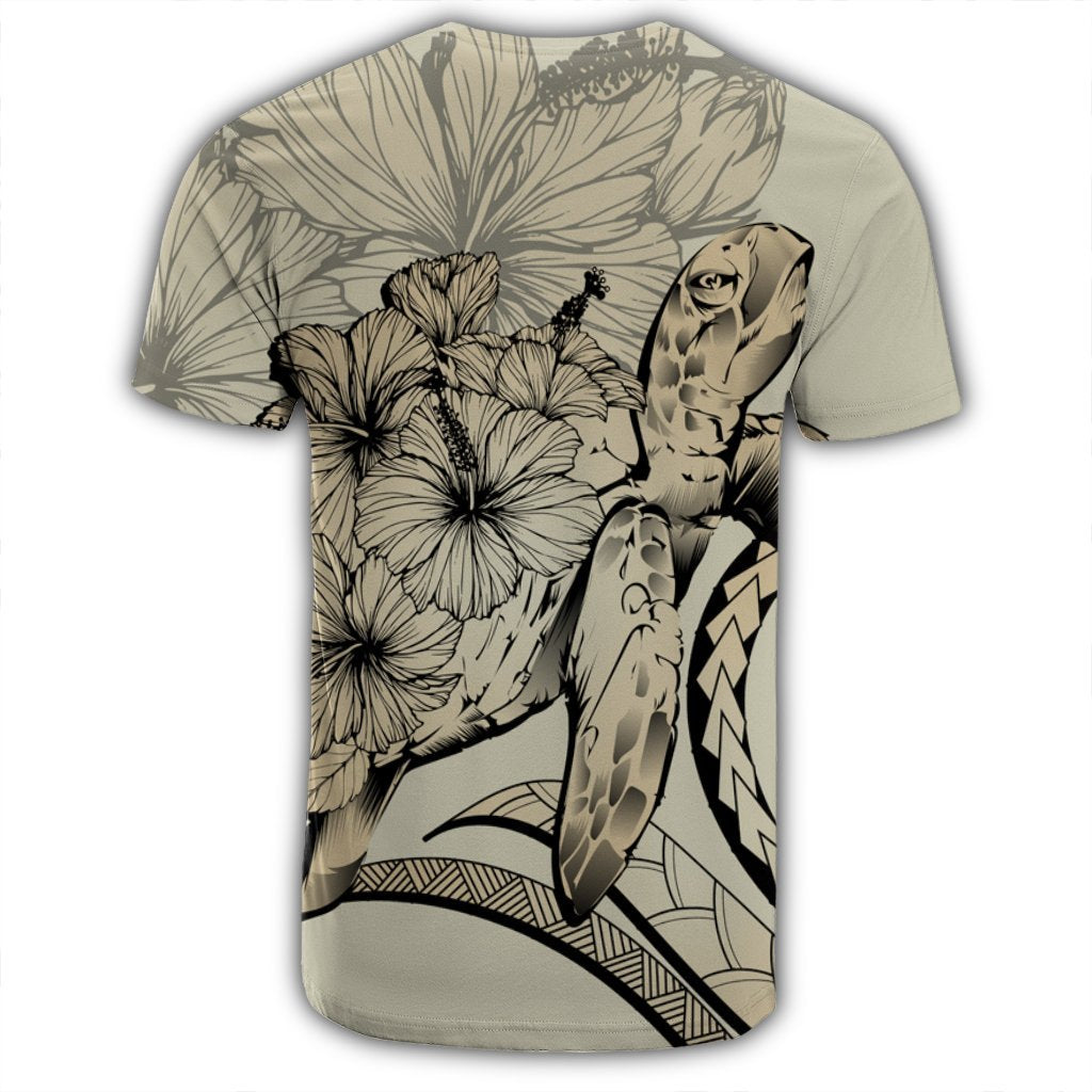 Hawaiian Hawaii Turtle Hibiscus Polynesian Vintage T Shirt Beige - Polynesian Pride