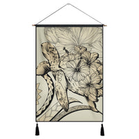 Hawaiian - Hawaii Turtle Hibiscus Polynesian Vintage Hanging Poster - Beige - AH Hanging Poster Cotton And Linen - Polynesian Pride