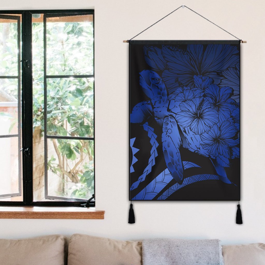 Hawaiian - Hawaii Turtle Hibiscus Polynesian Vintage Hanging Poster - Blue - AH - Polynesian Pride
