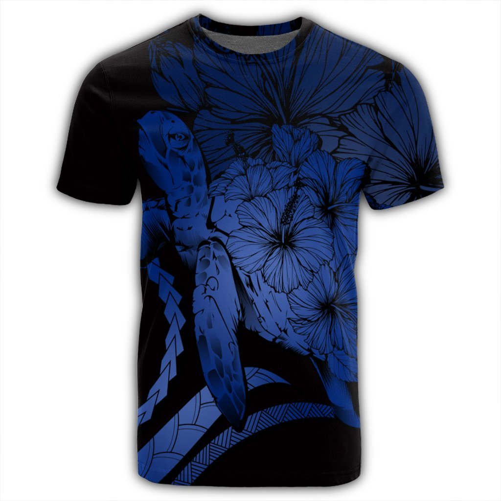 Hawaiian Hawaii Turtle Hibiscus Polynesian Vintage T Shirt Blue - Polynesian Pride