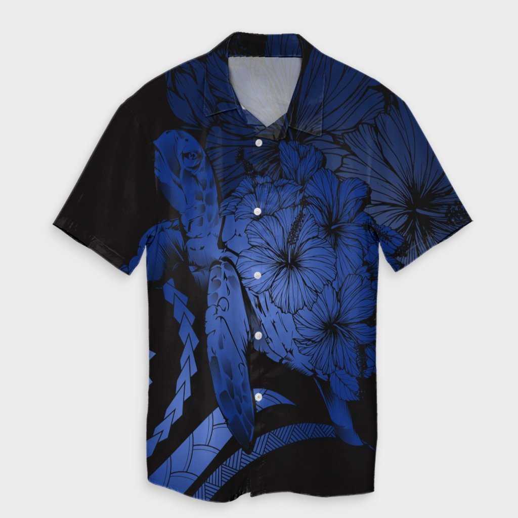 Hawaiian - Hawaii Turtle Hibiscus Polynesian Vintage Hawaiian Shirt - Blue - AH Unisex Black - Polynesian Pride