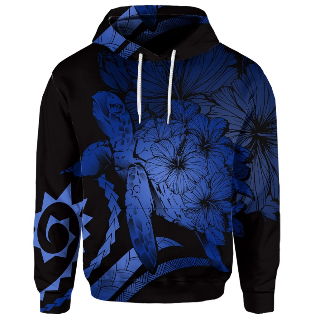 Custom Hawaiian Hawaii Turtle Hibiscus Polynesian Vintage Hoodie Blue - Polynesian Pride