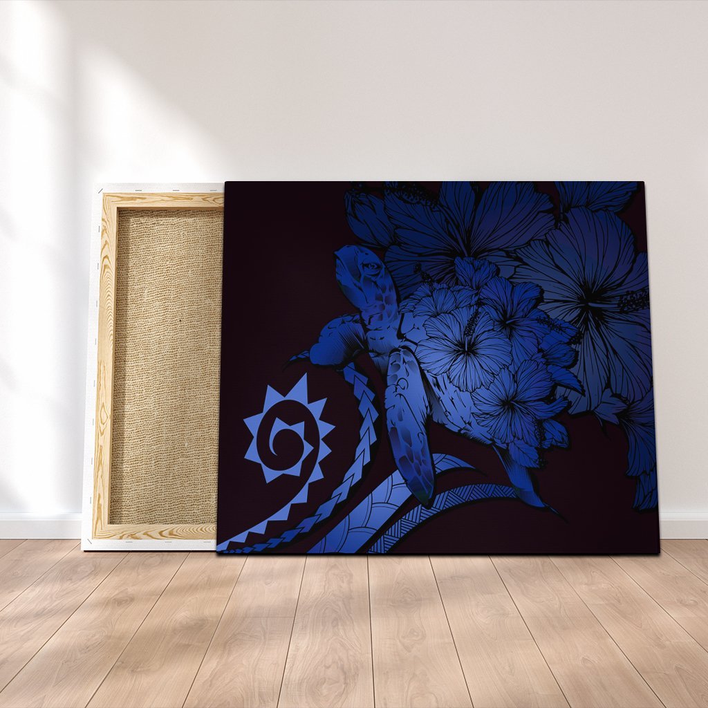 Hawaiian - Hawaii Turtle Hibiscus Polynesian Vintage Canvas - Blue - AH Canvas Poly-cotton - Polynesian Pride