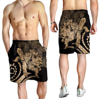 Hawaiian - Hawaii Turtle Hibiscus Polynesian Vintage Men's Shorts - Gold - AH - Polynesian Pride