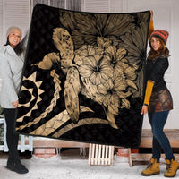 Hawaiian - Hawaii Turtle Hibiscus Polynesian Vintage Premium Quilts - Gold - AH - Polynesian Pride